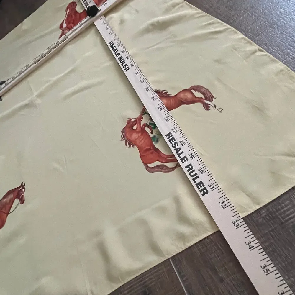 Vintage Equestrian Scarf Featuring Horse and Jockey Motif 30 x 33
